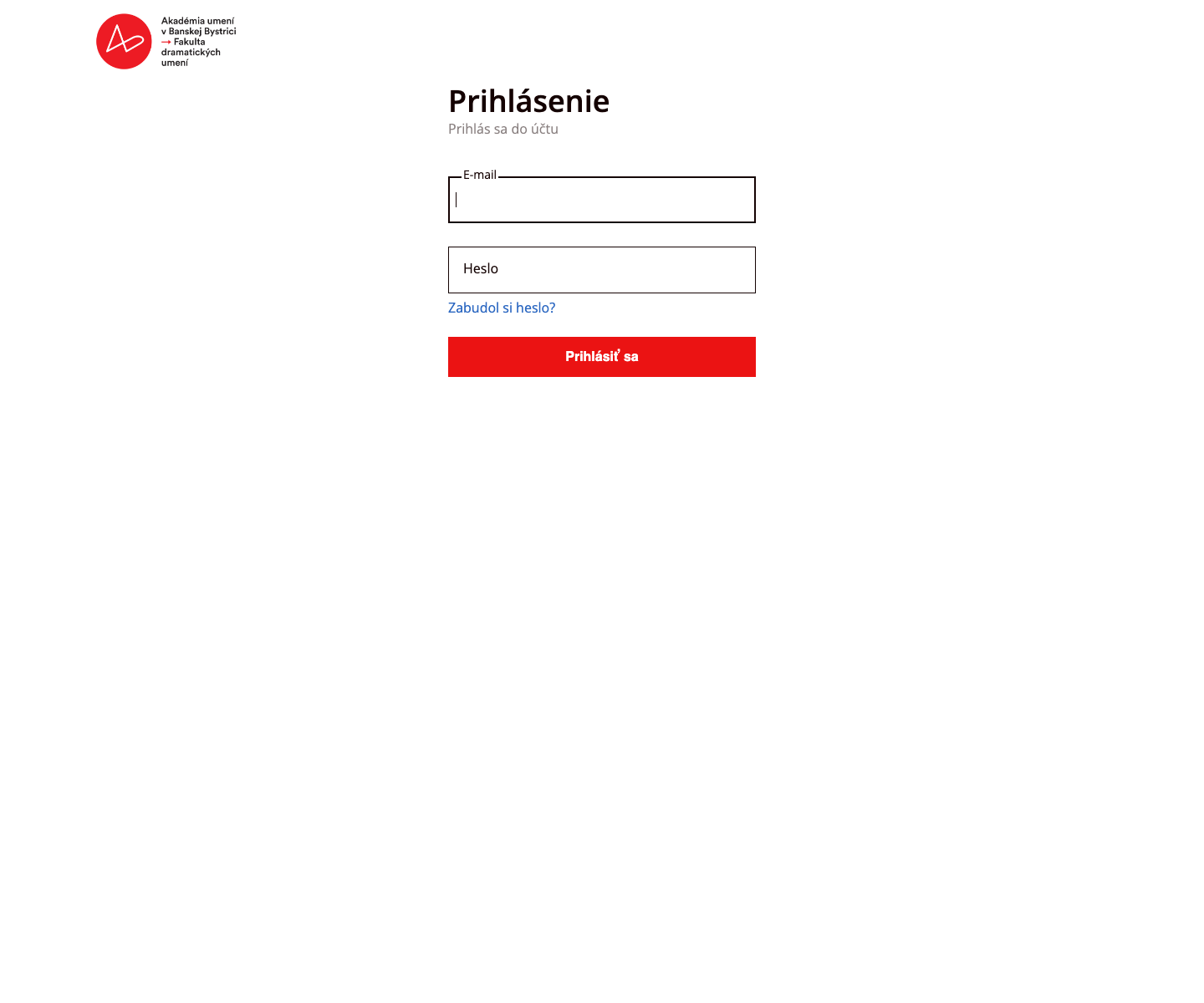 Prihlasovacia stránka rezervačného systému techniky FDU s poľami e-mail a heslo